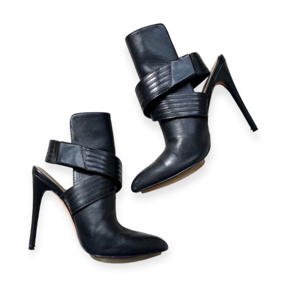 BCBGMAXAZARIA Fierce Strappy Black Open Back Stiletto Booties - Picture 2 of 11